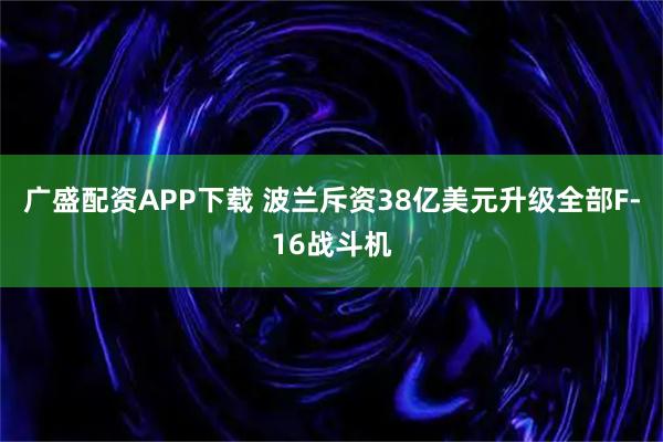 广盛配资APP下载 波兰斥资38亿美元升级全部F-16战斗机